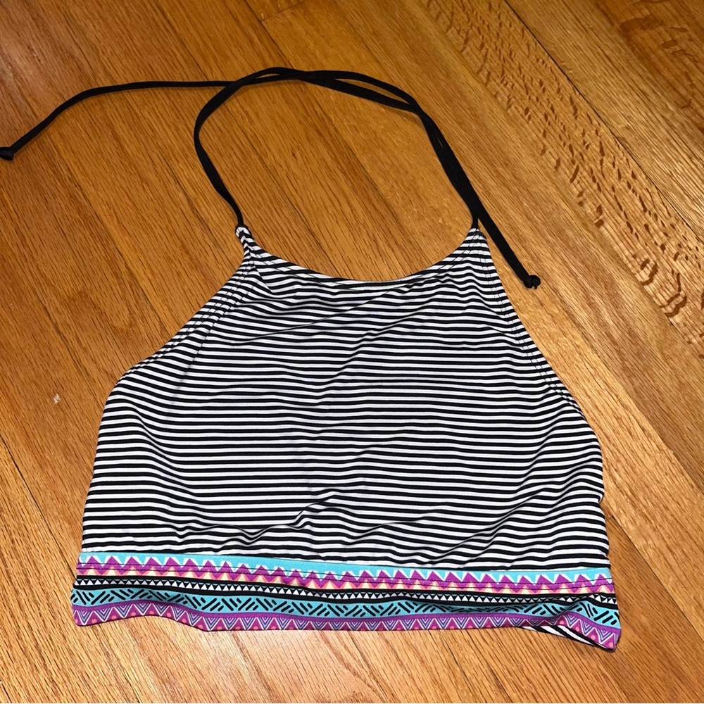 AMICA High Neck Boho Striped Bikini Top
